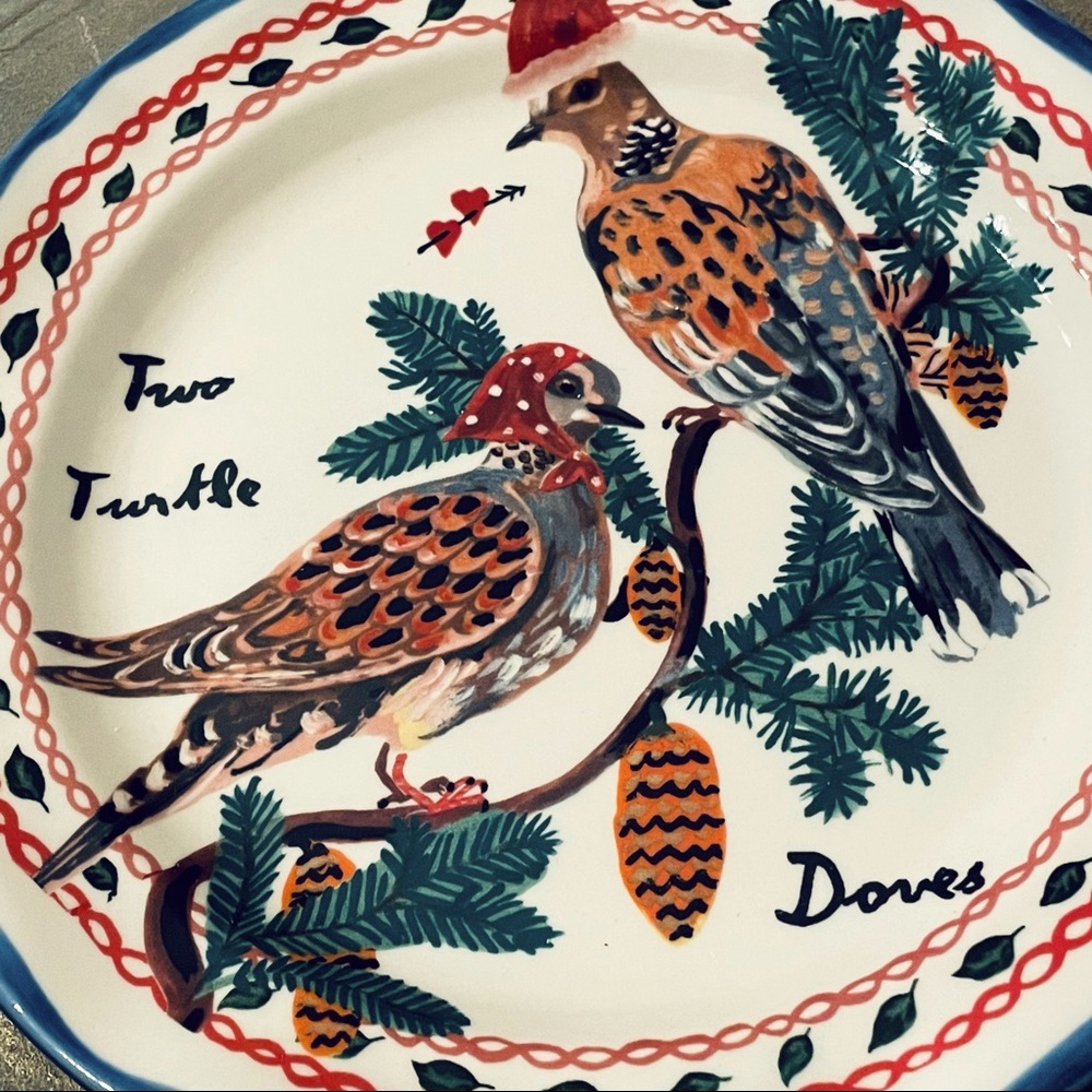 Anthropologie Nathalie Lete 12 Days Of Christmas Day # 2 NWT Dessert Plate - Picture 4 of 8